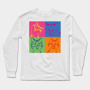 drawing of colorful cats Long Sleeve T-Shirt